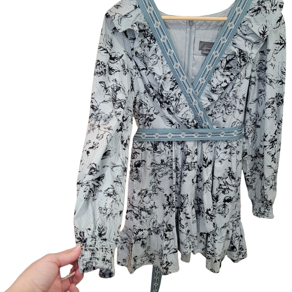Anthropologie Ruffle Wrap Mini Dress Floral Long Sleeve Cottagecore Woma… - Picture 8 of 17